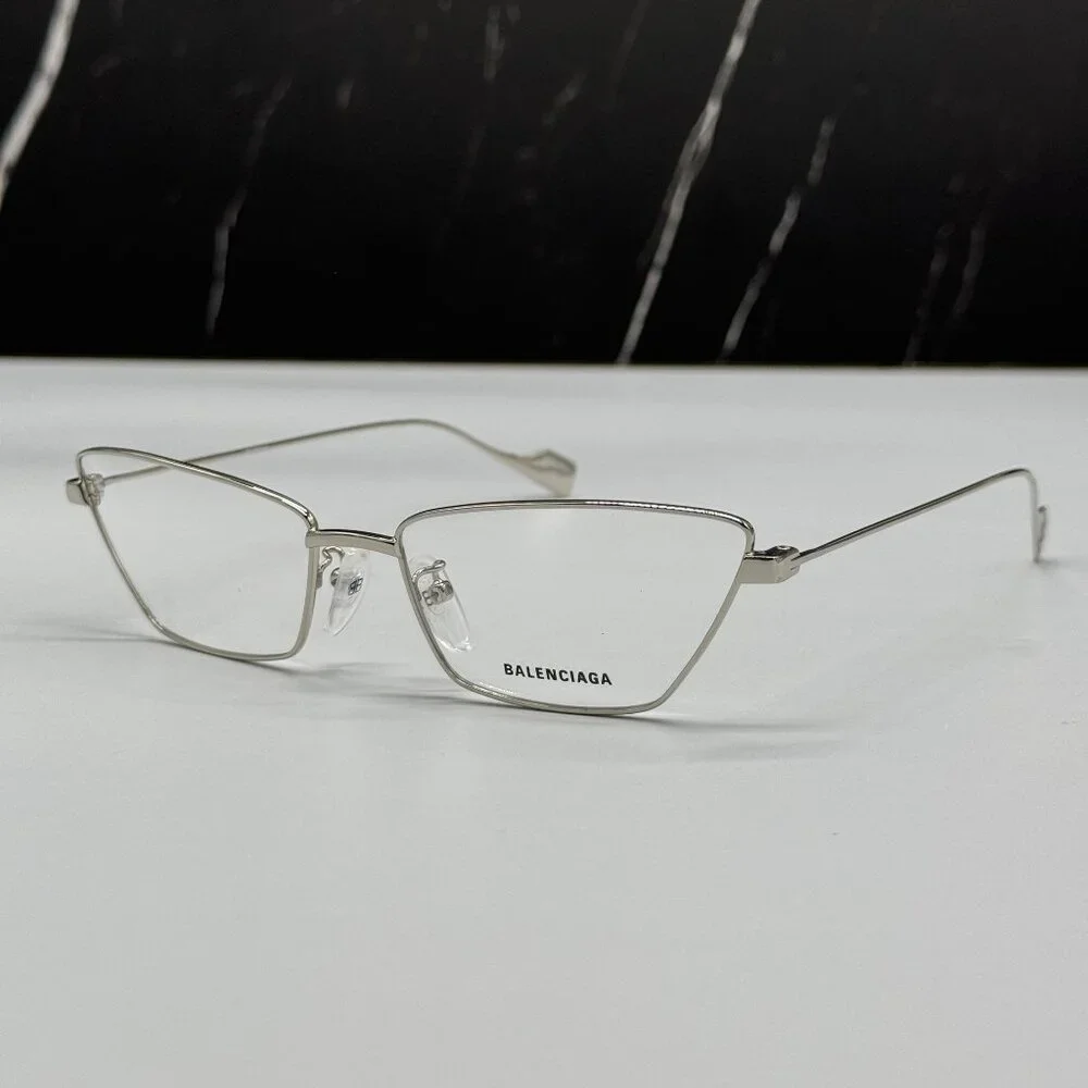 NEW BALENCIAGA BB0091O 002 CAT EYE SILVER WOMEN EYEGLASSES BALENCIAGA
